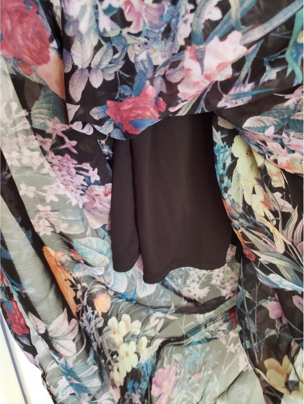 Trulli  Sz S  Black Floral Chiffon Stretch Sleeveless Maxi summer party dress - Picture 3 of 6